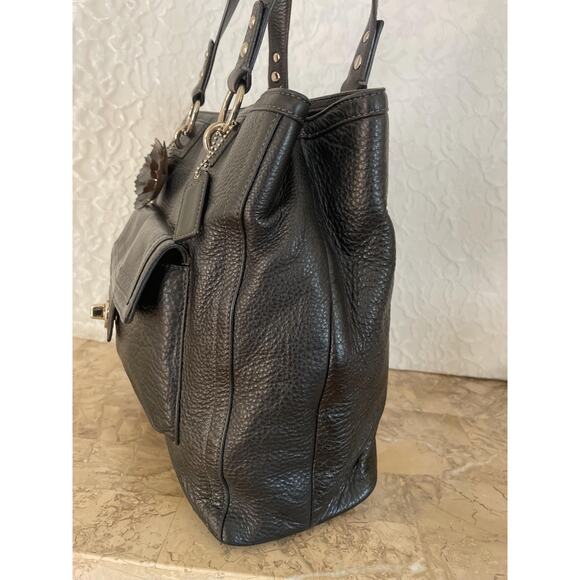 Coach penelope F19264 BLACK pebble Leather large Satchel BAG PURSE shoulder bag - Picture 4 of 10